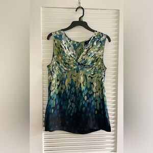 Axcess Green and Blue Ruched Sleeveless Blouse
